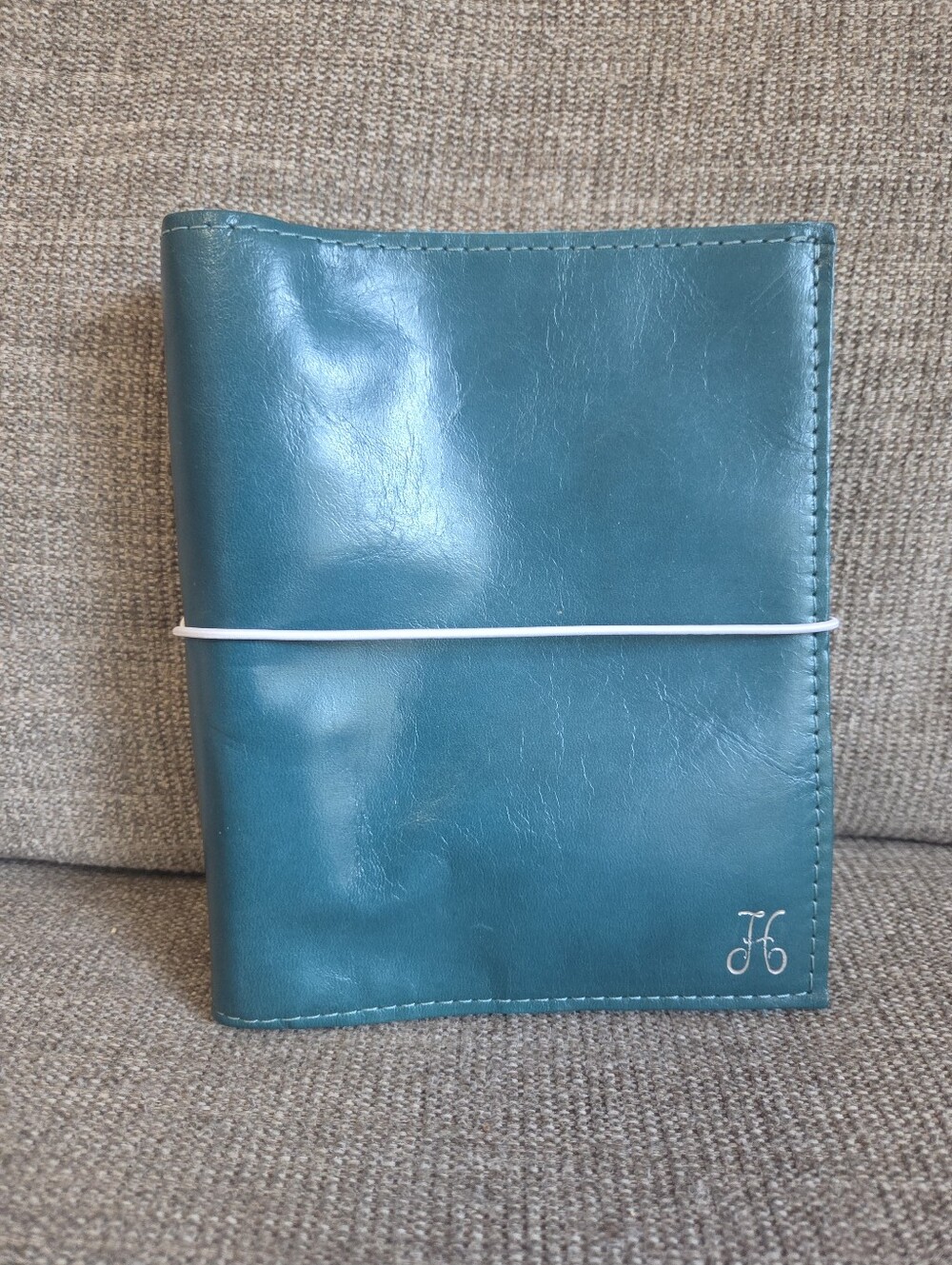 Foxy Fix *RARE* No. 5 B6 Teal Leather Traveler's Notebook Cover Custom Initial H
